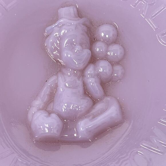 Mosser Glass “All the World Loves a Clown” Miniature Plate Lavender Opaque 3.5″ - Picture 2 of 3